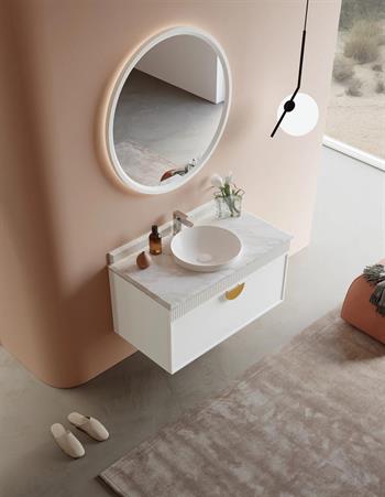 Orka Molino 102 cm Mat Beyaz Lake Banyo Dolabı Takımı