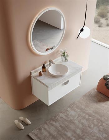 Orka Molino 102 cm Mat Beyaz Lake Banyo Dolabı Takımı