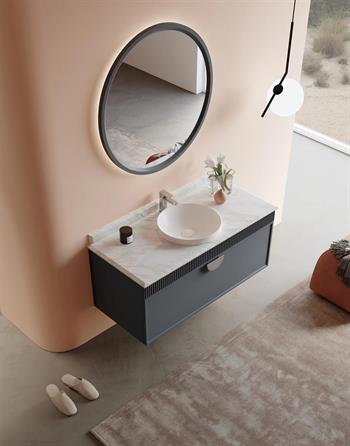 Orka Molino 122 cm Mat Antrasit Lake Banyo Dolabı Takımı