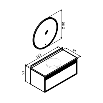 Orka Molino 122 cm Mat Antrasit Lake Banyo Dolabı Takımı