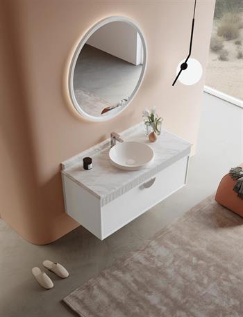 Orka Molino 122 cm Mat Beyaz Lake Banyo Dolabı Takımı