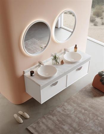 Orka Molino 160 cm Mat Beyaz Lake Banyo Dolabı Takımı