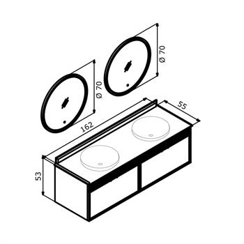 Orka Molino 160 cm Mat Kaşmir Lake Banyo Dolabı Takımı