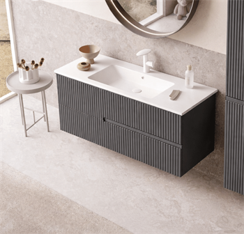 Orka Moonlight 120 cm Lake Mat Antrasit Banyo Dolabı Alt Modül ve Lavabo, 5001506