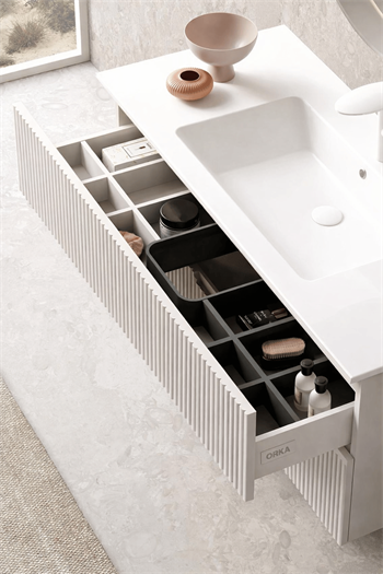 Orka Moonlight 120 cm Lake Mat Beyaz Banyo Dolabı Alt Modül ve Lavabo, 5001503