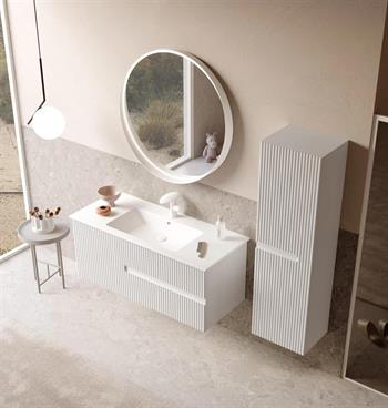 Orka Moonlight Banyo Dolabı Takımı, 120 cm, Lake Mat Beyaz (Ledli Ayna), 5000445