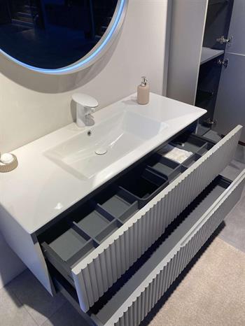 Orka Moonlight 120 cm Lake Mat Gri Banyo Dolabı Alt Modül ve Lavabo, 5001505