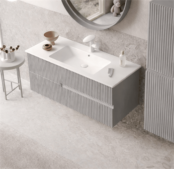 Orka Moonlight 120 cm Lake Mat Gri Banyo Dolabı Alt Modül ve Lavabo, 5001505