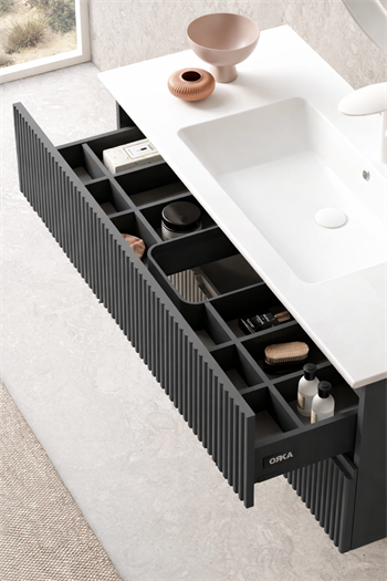 Orka Moonlight Banyo Dolabı Takımı, 120 cm, Lake Mat Antrasit (Ledli Ayna), 5000448