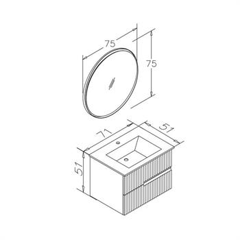 Orka Moonlight Banyo Dolabı Takımı, 70 cm, Lake Mat Antrasit (Ledli Ayna), 5000436