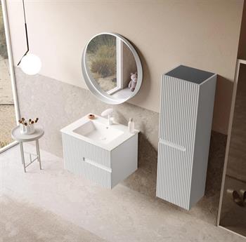 Orka Moonlight Banyo Dolabı Takımı, 70 cm, Lake Mat Beyaz (Ledli Ayna), 5000433