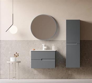 Orka Moonlight Banyo Dolabı Takımı, 70 cm, Lake Mat Gri (Ledli Ayna), 5000435