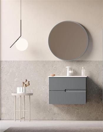 Orka Moonlight Banyo Dolabı Takımı, 70 cm, Lake Mat Gri (Ledli Ayna), 5000435