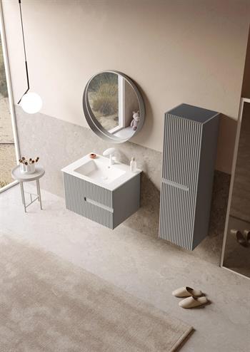 Orka Moonlight 70 cm Vizon Banyo Dolabı Alt Modül ve Lavabo