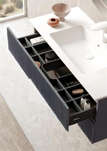 Orka Moonlight 90 cm Antrasit Banyo Dolabı Alt Modül ve Lavabo