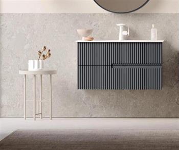 Orka Moonlight 90 cm Antrasit Banyo Dolabı Alt Modül ve Lavabo