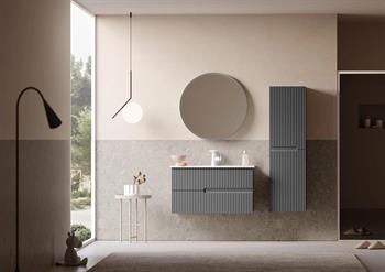 Orka Moonlight 90 cm Gri Banyo Dolabı Alt Modül ve Lavabo