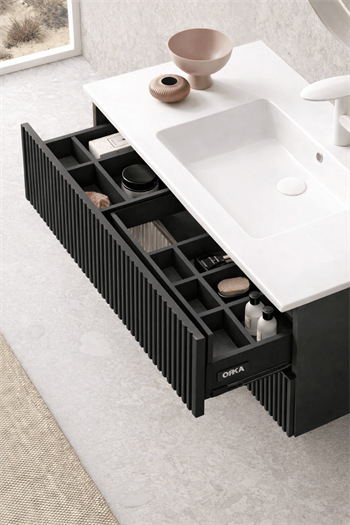 Orka Moonlight 90 cm Lake Mat Antrasit Banyo Dolabı Alt Modül ve Lavabo, 5006080