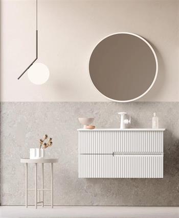 Orka Moonlight Banyo Dolabı Takımı, 90 cm, Lake Mat Beyaz (Ledli Ayna), 5000439