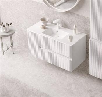 Orka Moonlight 90 cm Lake Mat Beyaz Banyo Dolabı Alt Modül ve Lavabo, 5006081