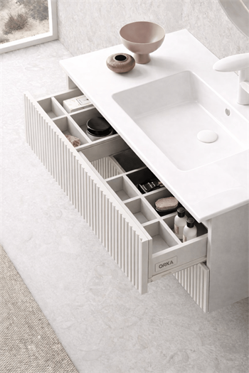 Orka Moonlight 90 cm Lake Mat Beyaz Banyo Dolabı Alt Modül ve Lavabo, 5006081