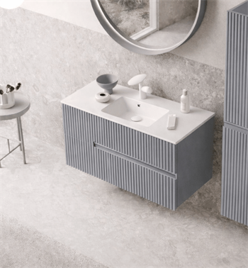 Orka Moonlight 90 cm Lake Mat Gri Banyo Dolabı Alt Modül ve Lavabo, 5006084