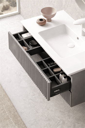 Orka Moonlight 90 cm Lake Mat Vizon Banyo Dolabı Alt Modül ve Lavabo, 5006087