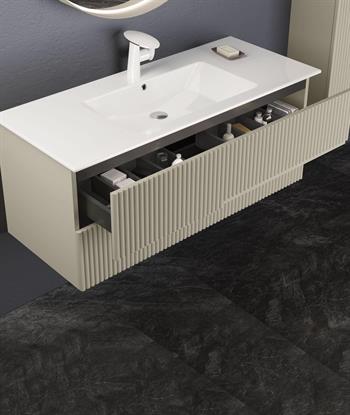Orka Moonlight 90 cm Vizon Banyo Dolabı Alt Modül ve Lavabo