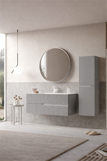 Orka Moonlight Banyo Dolabı Takımı, 120 cm, Lake Mat Gri (Ledli Ayna), 5000447