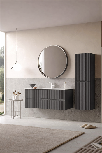 Orka Moonlight Banyo Dolabı Takımı, 120 cm, Lake Mat Antrasit (Ledli Ayna), 5000448