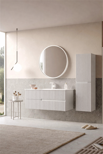 Orka Moonlight Banyo Dolabı Takımı, 120 cm, Lake Mat Beyaz (Ledli Ayna), 5000445