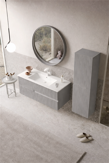 Orka Moonlight Banyo Dolabı Takımı, 120 cm, Lake Mat Gri (Ledli Ayna), 5000447