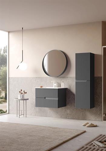 Orka Moonlight Banyo Dolabı Takımı, 70 cm, Lake Mat Antrasit (Ledli Ayna), 5000436