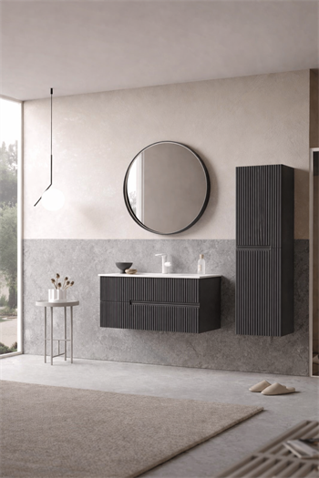 Orka Moonlight Banyo Dolabı Takımı, 90 cm, Lake Mat Antrasit (Ledli Ayna), 5000442