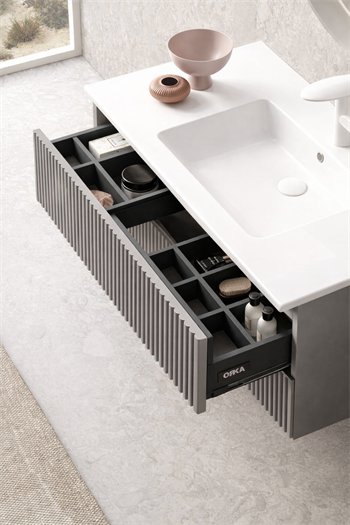 Orka Moonlight Banyo Dolabı Takımı, 90 cm, Lake Mat Vizon (Ledli Ayna), 5000444