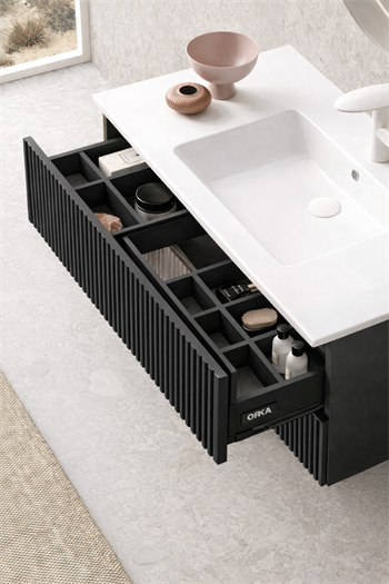 Orka Moonlight Banyo Dolabı Takımı, 90 cm, Lake Mat Antrasit (Ledli Ayna), 5000442