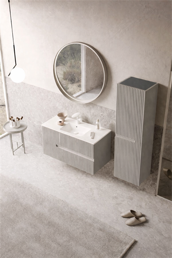 Orka Moonlight Banyo Dolabı Takımı, 90 cm, Lake Mat Vizon (Ledli Ayna), 5000444