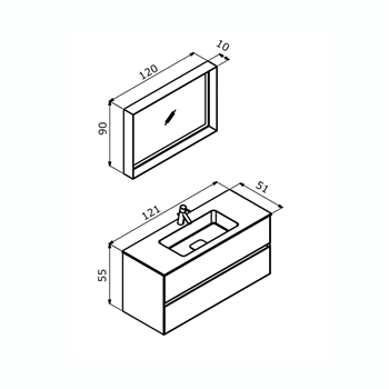 Orka Nest 120 cm Mat Beyaz  Banyo Dolabı Takımı