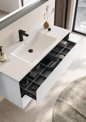 Orka Nest 121 cm Mat Beyaz Banyo Dolabı Alt Modül ve Lavabo