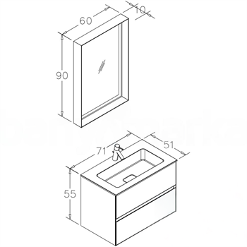 Orka Nest 70 cm Mat Antrasit  Banyo Dolabı Takımı