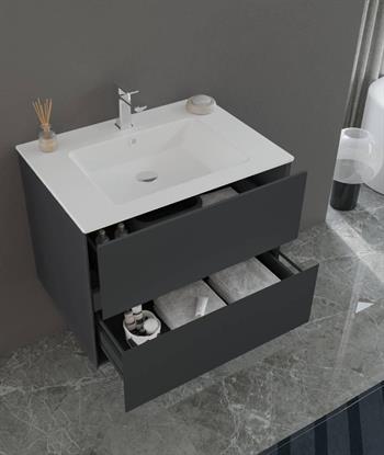 Orka Nest 71 cm Mat Antrasit Banyo Dolabı Alt Modül ve Lavabo