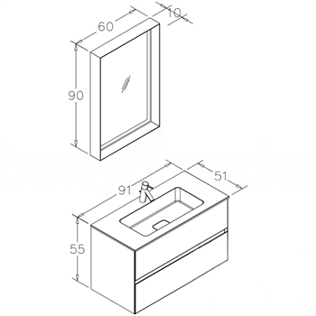 Orka Nest 90 cm Mat Antrasit  Banyo Dolabı Takımı