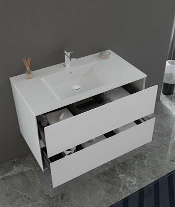 Orka Nest 90 cm Mat Beyaz  Banyo Dolabı Takımı