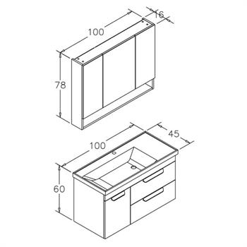 Orka Nova 100 cm Beyaz Banyo Dolabı Takımı