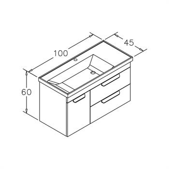 Orka Nova 100 cm Ceviz Banyo Dolabı Alt Modül ve Lavabo