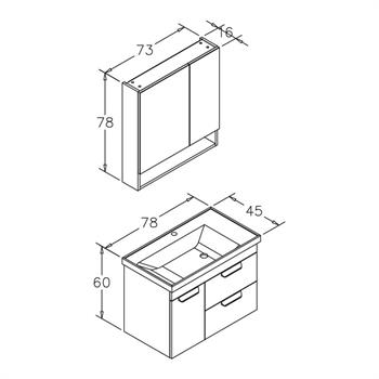 Orka Nova 80 cm Beyaz Banyo Dolabı Takımı