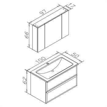Orka Nuvola 100 cm Beyaz Banyo Dolabı Takımı