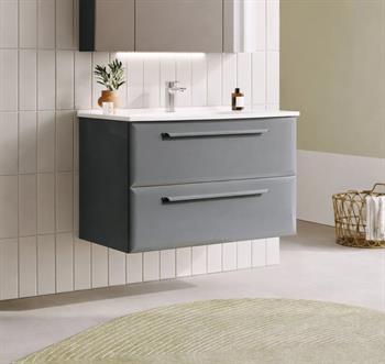 Orka Nuvola 100 cm Parlak Lake Antrasit Banyo Dolabı Alt Modül ve Lavabo, 5001663
