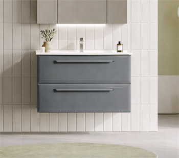 Orka Nuvola 100 cm Parlak Lake Antrasit Banyo Dolabı Alt Modül ve Lavabo, 5001663