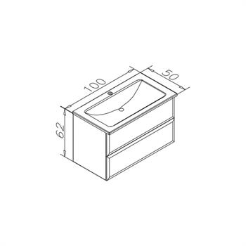 Orka Nuvola 100 cm Parlak Lake Gri Banyo Dolabı Alt Modül ve Lavabo, 5001661